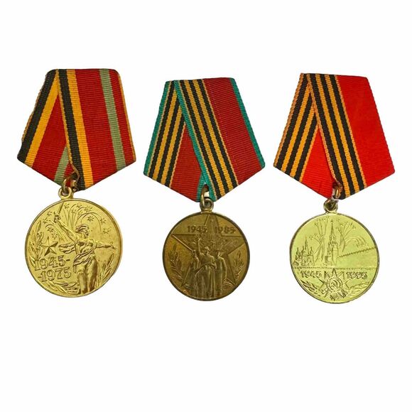 Other - WWII Russian USSR Soviet Veteran 3 Victory Medals 30th, 40th, 50th Anniversaries